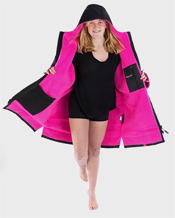 Dryrobe Advance KIDS Long Sleeve - Black/Pink